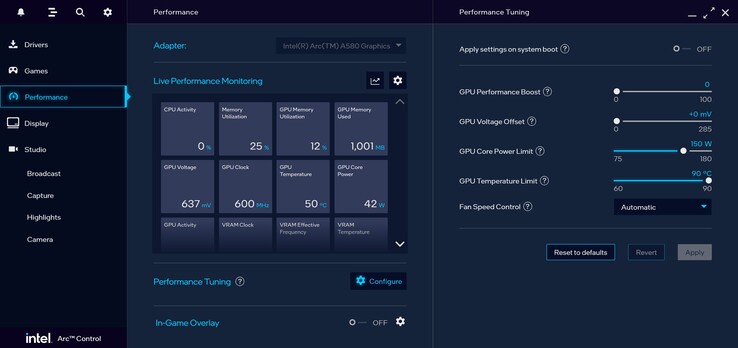 Instellingen Intel-stuurprogramma