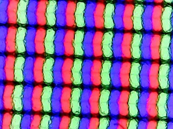 Enigszins wazige subpixel array veroorzaakt door de matte overlay