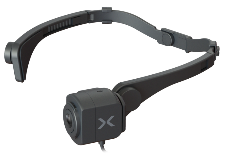 De CX-WL100 van Xacti kan met een hoofdmontage worden gedragen, waardoor de compacte camera het gezichtspunt van de drager kan volgen.