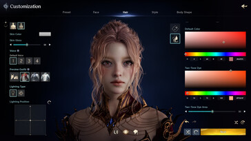 Afgebeeld: De personage-editor in AION 2.