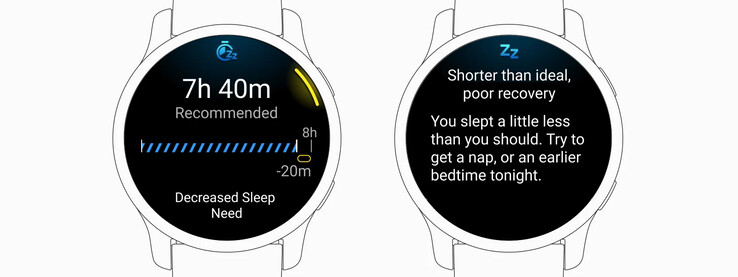 Voorbeelden van Garmin Sleep Coach. (Afbeeldingsbron: Garmin)