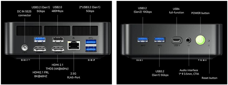 De externe aansluitingen van de GMKtec NucBox K17 (Bron: GMKtec)