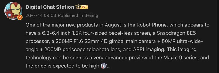 Uitgelekte details over de Honor Robot Phone.