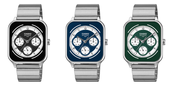 Van links naar rechts: de Casio MTP-M307D-1BV, MTP-M307D-2BV en MTP-M307D-3BV horloges. (Afbeeldingsbron: Casio, bewerkt)