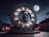 De Death Clock van YouTuber Vsauce toont de resterende tijd tot de dood en is ontworpen om gebruikers te herinneren aan de vergankelijkheid van het leven. (Afbeeldingsbron: DallE3)