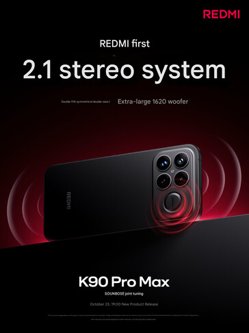 De 2.1 luidsprekeropstelling van de Redmi K90 Pro Max (Afbeelding bron: Xiaomi - machine vertaald)