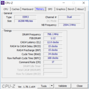 Systeem info: CPU-Z Memory