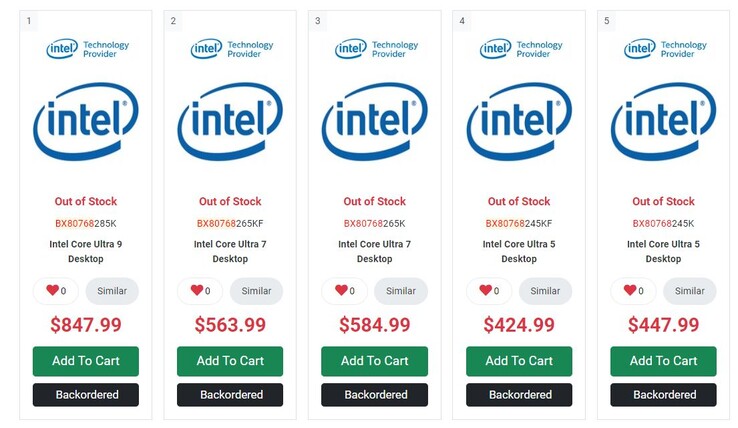 Core Ultra 200K serie aanbiedingen op PC-Canada. (Afbeeldingsbron: PC-Canada)
