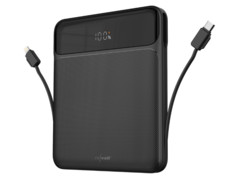 De nieuwe revolt powerbank heeft geïntegreerde USB-C en Lightning kabels. (Afbeeldingsbron: Pearl)