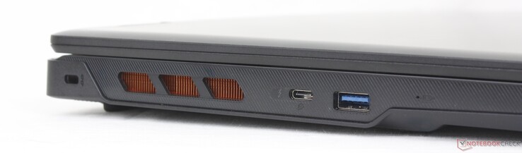 Links: Kensington-slot, USB-C Thunderbolt 4 met DisplayPort 1.4 + Power Delivery, USB-A 3.2 Gen. 1