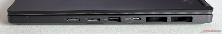 Rechts: Aan/uit-knop, microSD-kaartlezer, USB-A 3.2 Gen.2 (10 Gbps), USB-C 4.0 (40 Gbps, DisplayPort, stroomvoorziening)