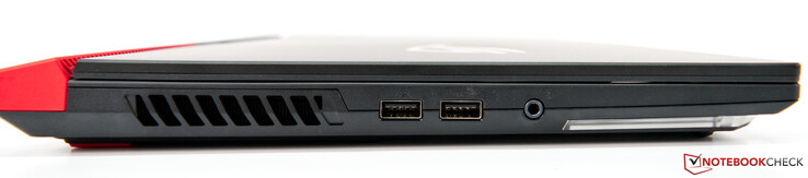 Links: Ventilatieopeningen, 2x USB-A 3.0, 3,5 mm audio-aansluiting