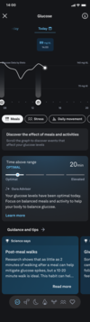 Een screenshot van de Glucose-functie van de Oura app. (Afbeeldingsbron: Oura)