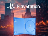 Banner voor Sony-aandelen, afgebeeld met een lege fysieke gamecase