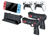 De Sjgam M20 Pro wordt geleverd met een dock, twee gamepads en twee lichtpistolen. (Afbeelding bron: Retro Handhelds)