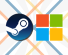 Als het lek waar is, zouden Steam-titels beschikbaar kunnen worden in de Microsoft Store via backend koppelingen. (Afbeeldingsbron: Steam, Microsoft - bewerkt)