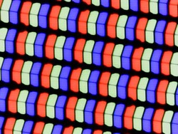 Het LC-beeldscherm gebruikt een klassieke RGB-subpixelmatrix die bestaat uit een rode, een blauwe en een groene lichtemitterende diode.