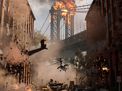 Een screengrab van de Battlefield 6-trailer met de Manhattan-brug in Brooklyn (bron: SteamDB)