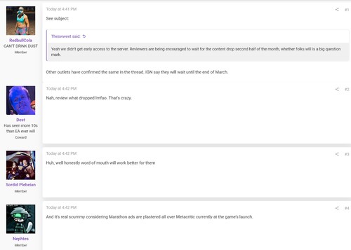 ResetEra forumbericht over Marathon evaluatie uitstel