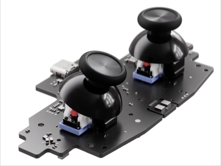 TMR-joysticks van Steam Controller op PCB.