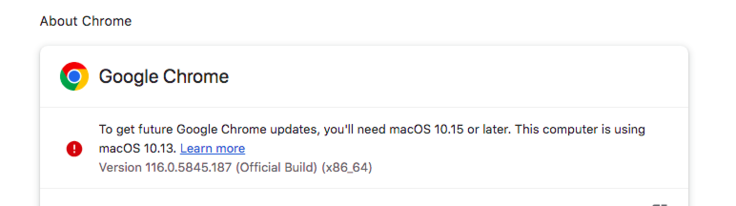 Chrome 116 (afbeelding) is de nieuwste versie van Chrome die beschikbaar is voor macOS 10.13 en hoewel het voor nu redelijk goed werkt, is het niet te zeggen hoe lang dit zal duren. (Afbeeldingsbron: Screenshot - Notebookcheck)