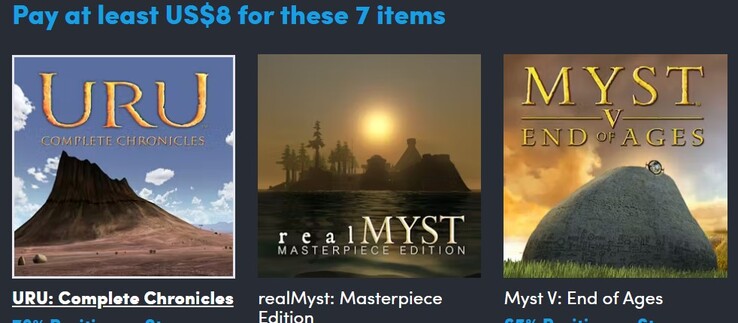 Decoratieve afbeelding. Het eerste niveau bevat 7 items en kost $8 (Afbeeldingsbron: Humble Bundle)