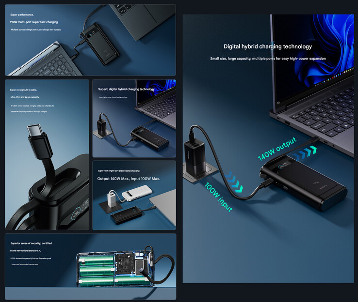 Belangrijkste kenmerken van de powerbank (Afbeelding bron: Lenovo - machine vertaald)