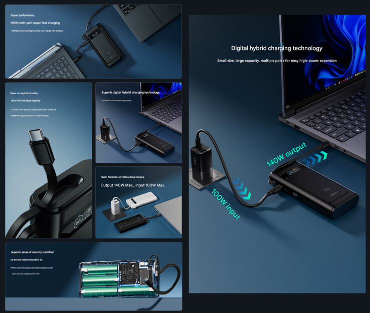 Belangrijkste kenmerken van de powerbank (Afbeelding bron: Lenovo - machine vertaald)