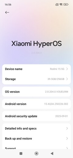 Xiaomi Redmi 15 5G-software