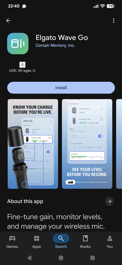 De Wave Go-app in de Play Store