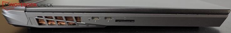 Links: 2x USB-C met TB5 en PD, SD-lezer