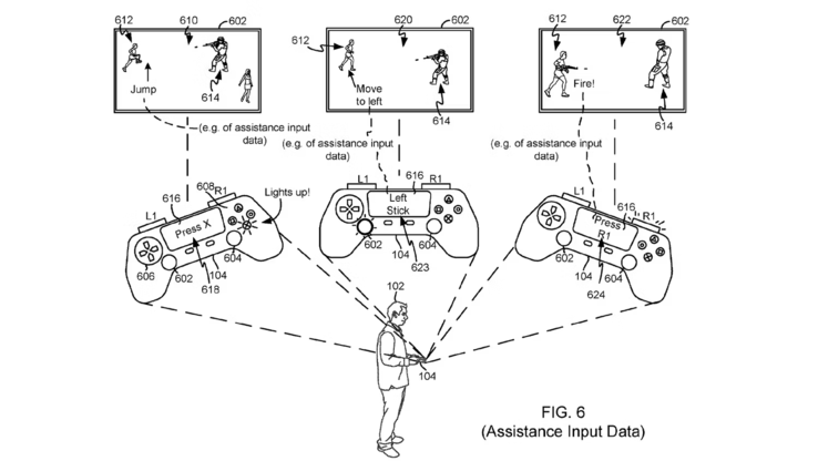 Sony's patent voor "assistentie-invoergegevens" (afbeelding via GameRant)