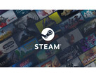 Een promotionele afbeelding voor Steam met het logo in het midden tegen een achtergrond van verschillende gamecovers. (Afbeeldingsbron: Steam)