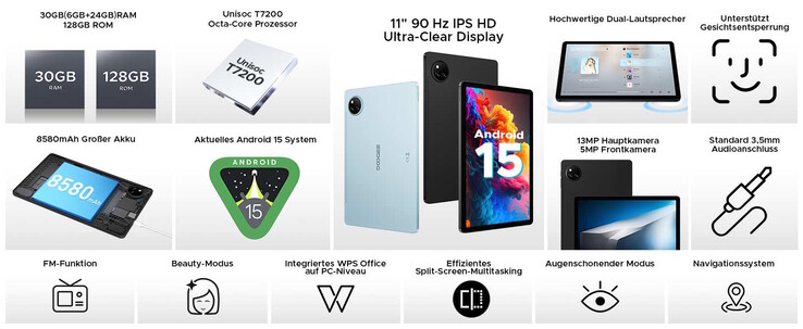 De goedkope tablet heeft een 3,5mm hoofdtelefoonaansluiting (Afbeelding bron: Doogee)