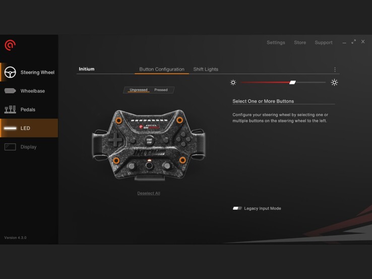 RaceHub PC-software met verschillende aanpasbare instellingen.