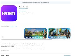 Een screenshot van de Fortnite-vermelding op Apple&#039;s Amerikaanse App Store. (Afbeelding Bron: Screengrab van de Amerikaanse App Store)