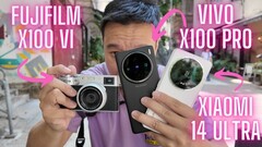 Youtuber Ben's Gadget Reviews toont vergelijkende beelden van een Fujifilm X100VI met de Vivo X100 Pro en Xiaomi 14 Ultra vlaggenschip camera smartphones.