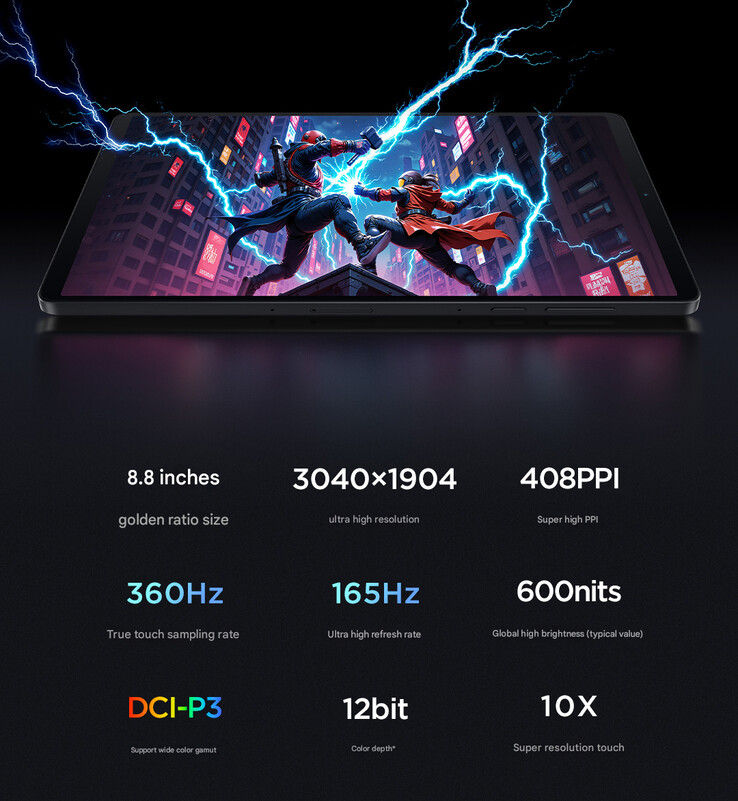 Schermspecificaties van Lenovo Legion Tab Gen 4 (Beeldbron: Lenovo - machinaal vertaald)
