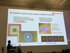 Qubedot doet verslag van experimentele gegevensoverdracht via MicroLED. (Afbeeldingsbron: Andreas Sebayang/Notebookcheck.com)