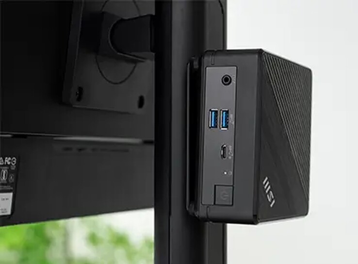 De MSI Cubi 5 1M kan achter een monitor worden gemonteerd.
