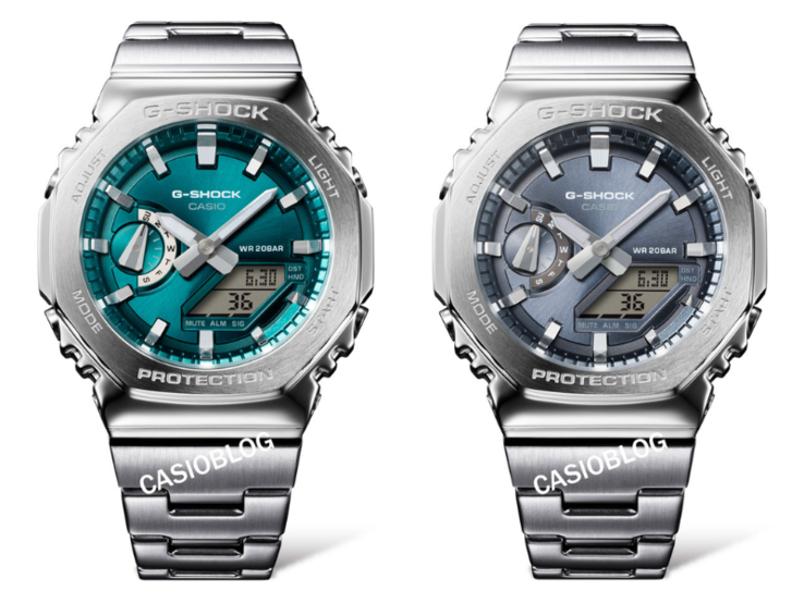 De Casio G-Shock GM-2110D-3A1 (links) en GM-2110D-8A (rechts) horloges. (Afbeeldingsbron: Casioblog, bewerkt)