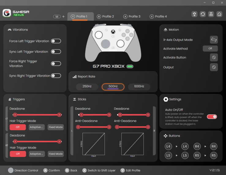 Hoofdmenu Gamesir Nexus 