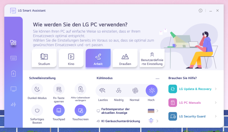 LG Gram slimme assistent energiebeheer
