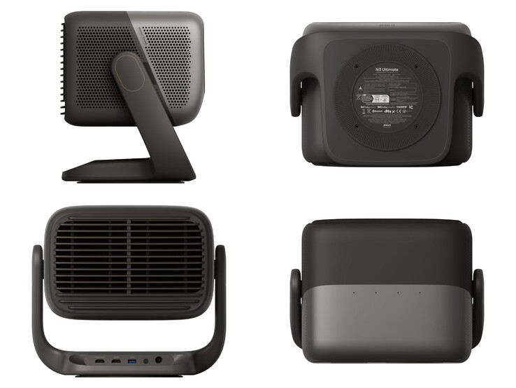 Ontwerp van de Jmgo N3 Ultimate projector met poorten en meerdere hoeken