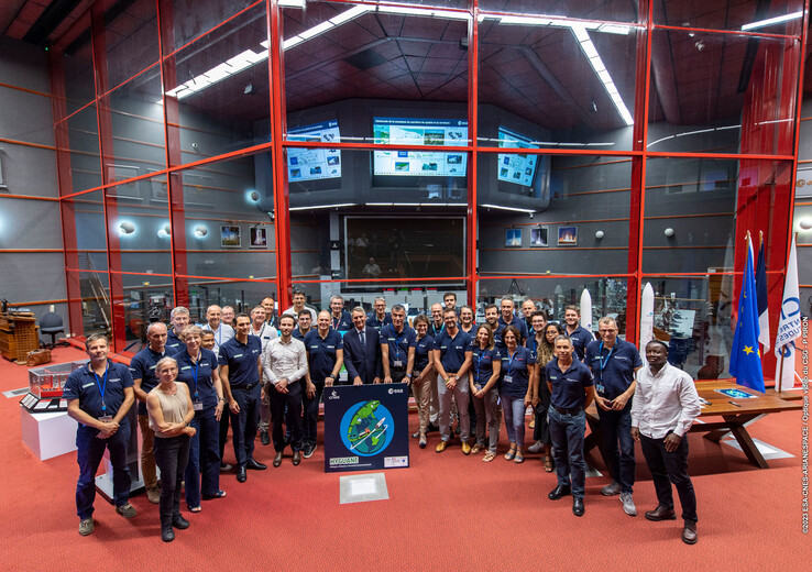 Ceremonie voor de lancering van het project in de Jupiter-controlekamer in Frans Guyana. (Bron: ESA)