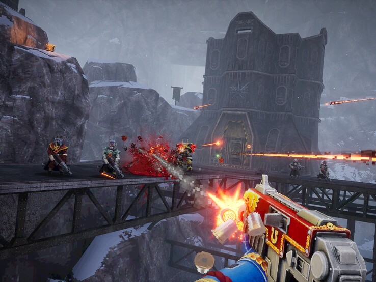 De pixelafbeeldingen in Warhammer 40.000 Boltgun zijn een eerbetoon aan de shooters uit de jaren '90 - zoals "DOOM", "Wolfenstein 3D" of "Quake". (Bron: Steam)