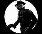 Een zwart-witfoto van Nick Valentine uit Fallout 4, genomen vanuit een zijaanzicht