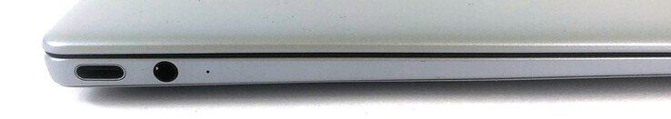 Links: 1x USB-C (gegevensoverdracht, opladen, DisplayPort), 1x 3,5 mm aansluiting voor hoofdtelefoon/microfoon