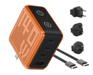 De BMX GaNsta Pixel 140W-oplader kan tot vier USB-apparaten tegelijk opladen en wordt geleverd met wereldwijde wisselstroomstekkers.