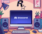 Discord te zien op PC-monitor onder Rockstar Games-logo (Afbeeldingsbron: Discord, Rockstar Games met bewerkingen)